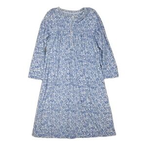 Aria Collection Soft Microfiber Nightgown Womens SZ Med Blue Floral Grannycore